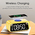 Miniatyrbilde 2 av 4: WEKOME Multifunksjons Trådløs Bluetooth-høyttaler 15W Rask Lading Stasjon TF RGB Nattelys Skrivebord LED Digital Vekkerklokke Yellow