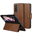 Miniatyrbillede 1 af 5: For Samsung Galaxy Z Fold2 / W21 Sulada All-inclusive Magnetisk Snap Flip Læder Mobiltelefon Etui Brown