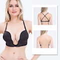 Miniatyrbillede 2 af 5: Kvinder Dyb U-bh Push Up Multiway Sømløs Lavtsnittet Bh black C cup