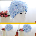 Miniatyrbilde 2 av 5: Kvinners svømmehette Petal Retro 3d Blomstersvømmehatt Dame Blomster Badehette blue