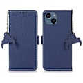Miniatyrbild 1 av 5: Plånboksfodral i läder med RFID-blockering för iPhone 15 Sapphire