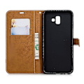 Miniatyrbillede 2 af 5: To-farvet jeansstof PU lædercover med stativ til Samsung Galaxy J6+/J6 Prime Grey