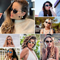 Miniatyrbillede 5 af 5: Vintage Retro Cat Eye Solbriller Til Kvinder Trend Clout Goggles Solbriller Metal Stel