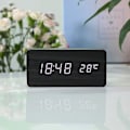Miniatyrbild 1 av 4: Smart multifunktionell väckarklocka LED-display lysande temperatur dubbel display väckarklocka USB träklocka Rectangular black White light