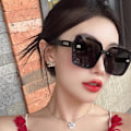 Miniatyrbillede 2 af 4: Koreansk version af store stel sorte runde ansigt anti-ultraviolet solskærm solbriller til kvinders mode temperament high-end solbriller tea frame gradually tea slices