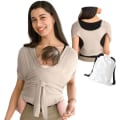 Miniatyrbild 1 av 5: Baby Wrap Bärsele, Lätt Bärsele Sjal Bärbar, Handsfree Spädbarnsbärsele Slungor Nyfödd Till Småbarn Mjuk & Andningsbar beige L
