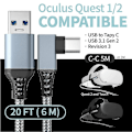 Pikkukuva 2 / 5: Link-kaapeli Oculus Quest 2:lle, nopea lataus ja tietokoneen tiedonsiirto Usb C 3.2 Gen1 5gbps Pd -siirtolaturikaapeli Vr-kuulokemikrofonin link-kaapeli  Stcyv Grey 3M