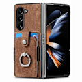 Miniatyrbilde 3 av 5: For Samsung Galaxy Z Fold5 5g Retro Skin-feel Ring Multi-card Wallet Mobiltelefon Deksel Brown