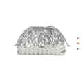PU Vävd Väska Satchel Cloud Mini Läder Clutch Väska Silver
