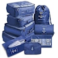 Pikkukuva 1 / 5: 9 osainen setti liike- ja vapaa-ajan matkatavaroiden säilytyslaukku vaatteille, kengille, kosmetiikalle, digitaalisille laitteille, useita eri kokoja Navy 9pcs
