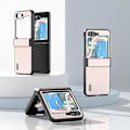 Pikkukuva 2 / 5: For Samsung Galaxy Z Flip5 Abeel 3 In 1 Glitter Series Pu Mobile Phone Case White