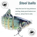 Miniatyrbillede 3 af 5: Fiske lokkemad 3.9in/0.53oz bionisk multi leddet hård agn s svømmende handling fiske lokkemad 7 segment synkende