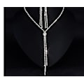 Miniatyrbilde 3 av 5: Smykker sett rhinestone lang anheng full krystall sølvbelagt kjede øredobber elegant L