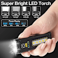 Miniatyrbillede 3 af 4: 2 stk. Mini Lommelygte LED Genopladelig USB Multifunktionel Nødlygte