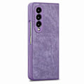 Pikkukuva 1 / 5: Samsung Galaxy Z Fold4 -integroitu kalvo Retro Skin Feel Fold nahkainen matkapuhelinkotelo Purple