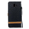 Miniatyrbillede 3 af 5: To-farvet Jean-stof PU-læder Flip Cover til Samsung Galaxy J6+/J6 Prime Black