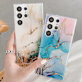 Miniatyrbilde 5 av 5: For Samsung Galaxy S23 5g Farget Glass Marmor Mobiltelefon Deksel Purple Blue