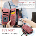 Miniatyrbillede 4 af 5: For Samsung Galaxy Z Fold5 Caseme C30 Multifunktionel kortholder lynlås telefon læder mobiltelefon etui Red