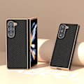 Miniatyrbilde 2 av 5: Elektroplettering karbonfiber tekstur PU skinnbelagt PC telefondeksel for Samsung Galaxy Z Fold5 5g Black