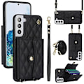 Miniatyrbild 1 av 5: För Samsung Galaxy S22 5g Crossbody Rhombic Horisontell Plånbok Läder Mobiltelefonfodral Black