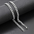 Miniatyrbillede 3 af 4: Kvindernes Mænds Halskæde Rustfrit Stål Curb Cuban Link NK Kæde Sølvfarvet Basic Punk Mand Choker Smykker Gave-40cm Længde-NK 6MM-Produktkode 34081