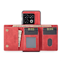 Miniatyrbillede 4 af 5: Dg.ming M1-serie til Oneplus 10 Pro 5g Magnetisk adsorption 2-i-1 pung Pc+tpu+pu læder telefon drop-proof etui med kickstand Red