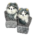 Pikkukuva 1 / 2: Söpöt sarjakuva neulotut hanskat tuulenpitävät kylmät pitävät lämpimät lapaset aikuisille lapsille Children Grey Husky