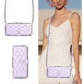 Miniatyrbillede 1 af 2: Crossbody Lanyard Lynlås Læder Z Fold 5 Etui, Etui Kompatibelt Samsung Galaxy Z Fold 5 Luksus Håndledsreb Flip Stand Cover Light purple