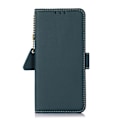 Miniatyrbillede 2 af 5: For Samsung Galaxy S24 Side-magnetisk Tj Ægte Læder Rfid Mobiltelefon Etui Green