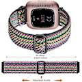 Miniatyrbilde 2 av 5: 3 Pakk Elastisk Bånd Kompatibelt Med Fitbit Versa/fitbit Versa Lite/fitbit Versa 2 Bånd For Kvinner Menn, Justerbar Elastisk Nylon Solo Loop Stropp Håndledd