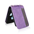Miniatyrbild 5 av 5: För Samsung Galaxy Z Flip5 Crossbody Card Slot Läder Mobiltelefonfodral Purple