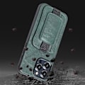 Miniatyrbillede 4 af 4: For iPhone 15 Pro PU læderbelagt TPU telefoncover roterende håndrem kickstand kortholder Black
