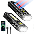 Miniatyrbillede 1 af 4: 2 stk. Mini Lommelygte LED Genopladelig USB Multifunktionel Nødlygte
