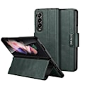 Miniatyrbillede 1 af 5: For Samsung Galaxy Z Fold4 / W23 Sulada All-inclusive Magnetisk Snap Flip Læder Mobiltelefon Etui Green