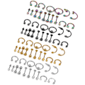 Miniatyrbillede 1 af 5: Labret Lip Tongue Eyebrow Ringe Tragus Øre Barbell 16 stk/pose SVART