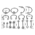 Miniatyrbillede 2 af 5: Labret Lip Tongue Eyebrow Ringe Tragus Øre Barbell 16 stk/pose GULD