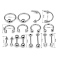 Pikkukuva 2 / 5: Labret-huulet, kieli, kulmarenkaat, tragus-korvakorut, barbellit 16 kpl/pussi GULD