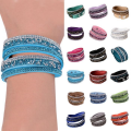 Miniatyrbillede 1 af 2: Rhinestone læder manchet Punk armbånd BLÅ 16	