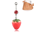 Miniatyrbillede 1 af 3: Navle-Belly Button Ring Kropspiercing rød