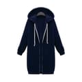 Hættetrøje med lynlås til damer, plus size, marineblå, XL