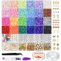 6000 stk. Lerperler til armbånd, 24 farver, flade og runde