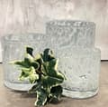 Miniatyrbillede 2 af 3: Lysestage Grå Mønstret Glas 10x10 cm grå gray