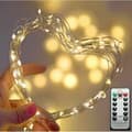 5M Warm White Copper Wire String Lights with Remote Control and Batteries