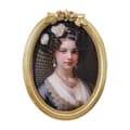 Retro-style photo frame for wall hanging and tabletop display, gold-embellished picture frame