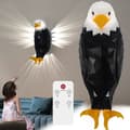 Bald Eagle Wall Lamp with Remote Control, Magnetic LED Mounted Eagle Light, USB Charging and Battery Powered Indoor Lighting