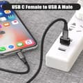 Miniatyrbilde 3 av 5: USB til USB C-adapter 3-pakning, Type C hunn til USB hann ladekabelkonverterer