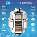 Miniatyrbilde 3 av 5: Høytrykksfilter dusjhode, hardt vannfilter 6\", universelt rundt dusjhode, 20-trinns filter, krom