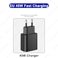Miniatyrbillede 1 af 6: PD 45W USB C Oplader Super Hurtig Opladning Til Samsung Galaxy S24 S23 S22 Ultra A54 A15 A55 5G Telefonoplader Nyt Kabel EU 45W Black Charger
