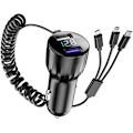 Pikkukuva 1 / 6: Uusi 2025 digitaalinen autolaturi, 1-3 USB-porttia kaapelilla, 100W supernopea lataus, yhteensopiva Android-, iPhone- ja Type-C-laitteiden kanssa (B)