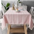 Miniatyrbilde 1 av 10: Rektangulær duk i bomulls- og linstoff, rektangulære duker rosa Pink 110x110cm